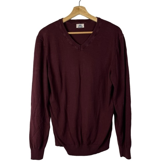 Old Navy Burgundy Red V-Neck Pullover Sweater M - Picture 1 of 4